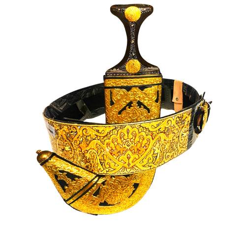 Luxurious decorated gold janbiya-j13-جنبيه ذهبيه مزخرفه فاخره